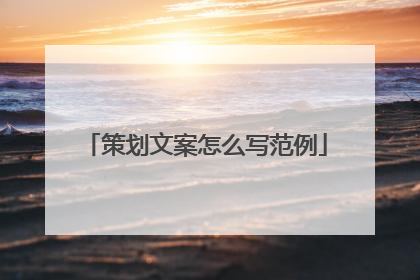 策划文案怎么写范例