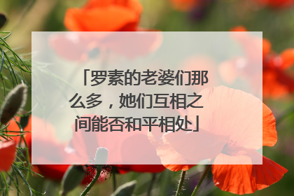 罗素的老婆们那么多，她们互相之间能否和平相处