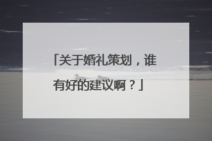 关于婚礼策划，谁有好的建议啊？
