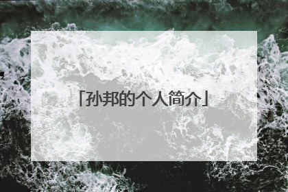 孙邦的个人简介