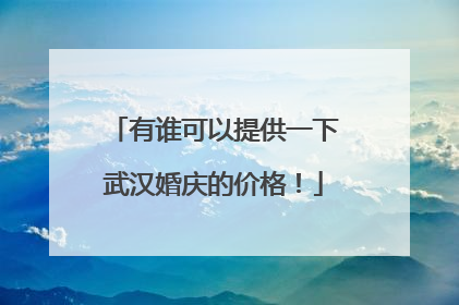 有谁可以提供一下武汉婚庆的价格！