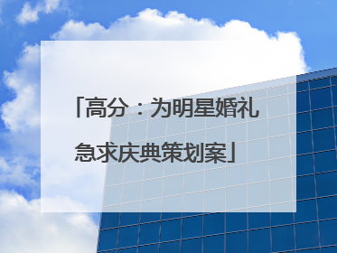 高分：为明星婚礼急求庆典策划案